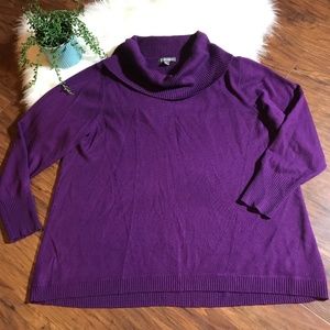 Women's Plus Size Cowl Neck Purple Sweater 2X